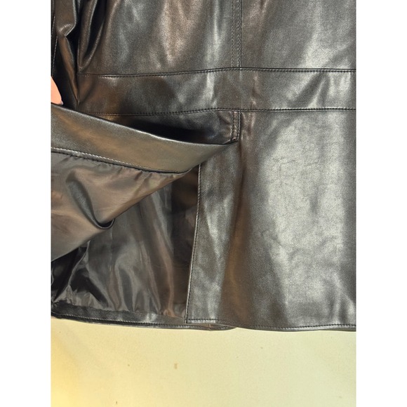 Steve Madden Black Faux Leather Military Blazer Jacket M Gold Button Moto - Picture 8 of 16